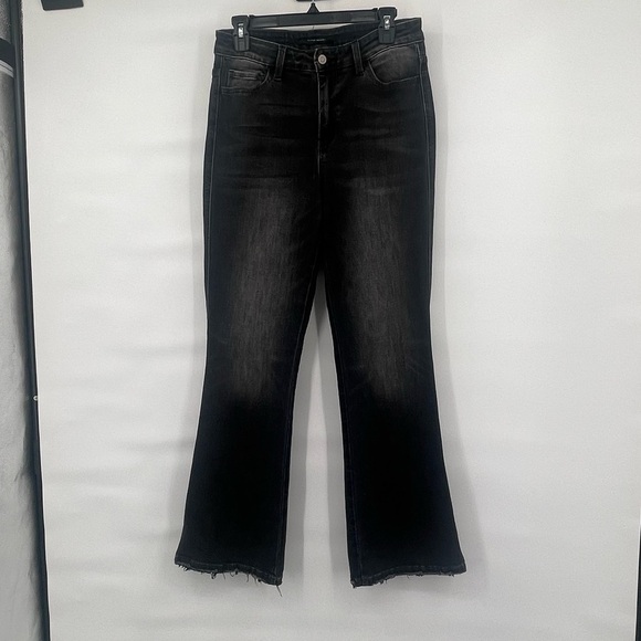 Flying monkey high rise boot black distressed hem stretch denim jeans - Picture 1 of 10